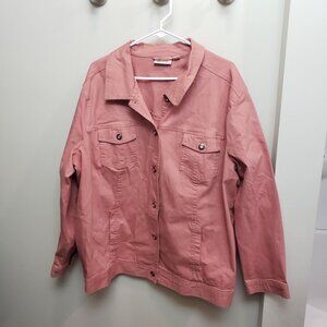 Denim and Company Denim Button Down Coat Jacket Pink Size 3x